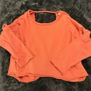 Aerie Orange Long Sleeve Crop Sweatshirt